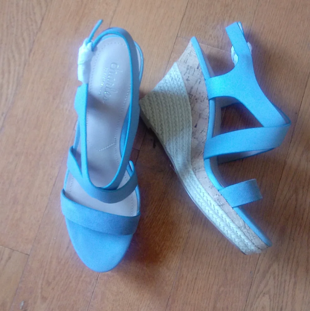 ❇ NIB ❇ Charles by Charles David Muted Blue Layne Espadrille Wedges, Size 8.5 - Picture 3 of 14